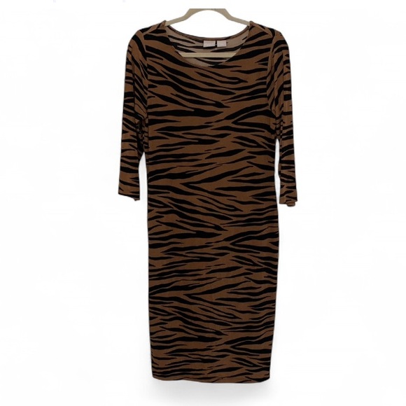 Chico’s Travelers Tiger Print Midi Dress - Picture 2 of 10